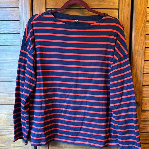 Uniqlo Boat Neck Striped Shirt - Size L - Picture 1 of 4
